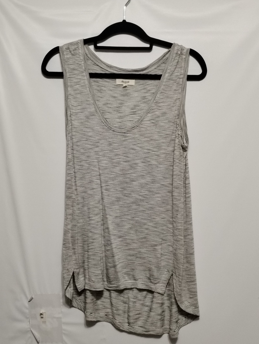 Madewell‎ Gray Striped Scoop Tank High/Low Tunic Top